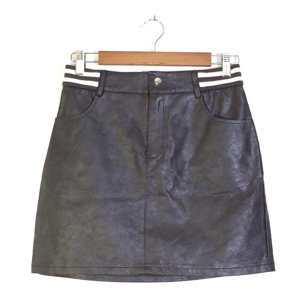 Seek The Label Faux Leather Striped Skirt S